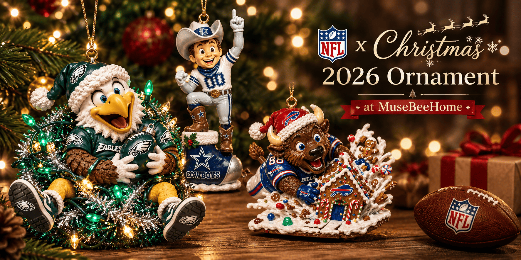 NFL x Chrismas 2026 Ornament at MuseBeeHome