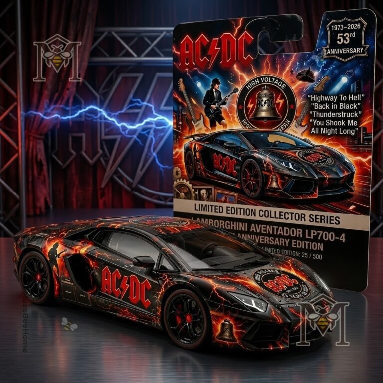 AC/DC 53rd Anniversary Lamborghini Aventador Diecast Car - full view with packaging