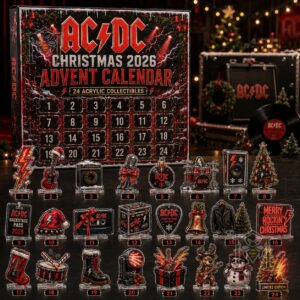 AC/DC Christmas 2026 Advent Calendar - full view of the box and all 24 acrylic collectibles