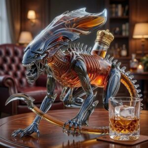 Alien Queen 3D Sculpted Whiskey Decanter Collector Edition - detailed view of the alien head