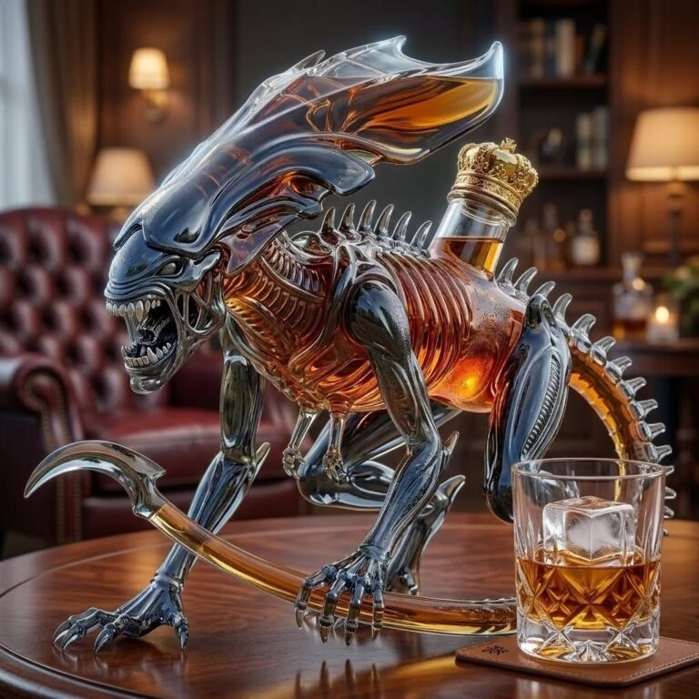 Alien Queen 3D Sculpted Whiskey Decanter Collector Edition - detailed view of the alien head