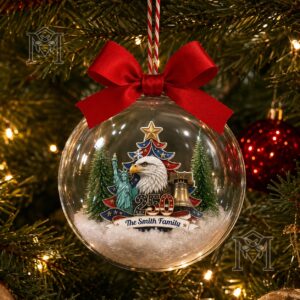 America 250th Anniversary 2026 Custom Family Name Ornament - top left detail with text