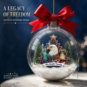 America 250th Anniversary 2026 Custom Family Name Ornament - full product view