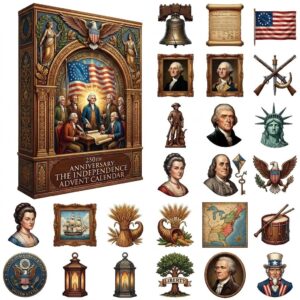 American Independence 250th Anniversary 2026 Advent Calendar 24 Day Acrylic Christmas Ornament - full display