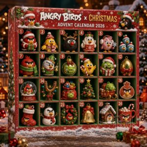 Angry Birds Christmas 2026 Advent Calendar - full front view of the open calendar