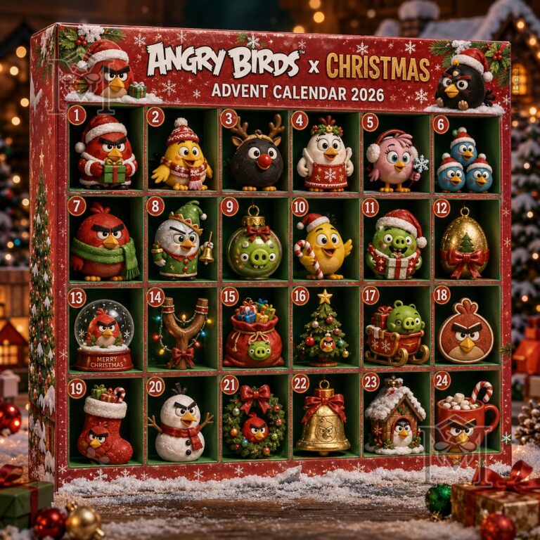 Angry Birds Christmas 2026 Advent Calendar - full front view of the open calendar