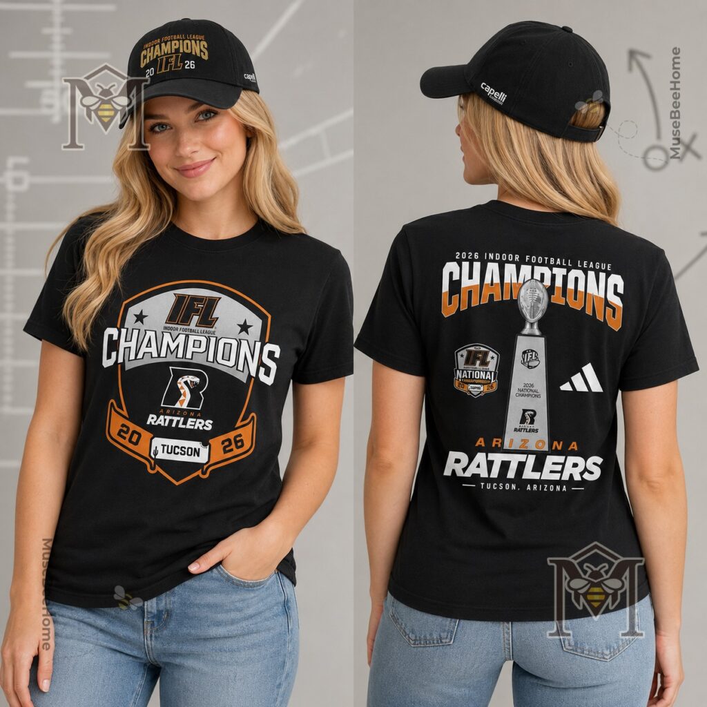 Arizona Rattlers 2026 IFL National Champions T-Shirt - multiple t-shirt mockups and cap