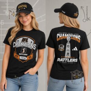 Arizona Rattlers 2026 IFL National Champions T-Shirt - multiple t-shirt mockups and cap