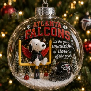 Atlanta Falcons Snoopy Christmas Snow Globe Ornament 2026 - photo 2