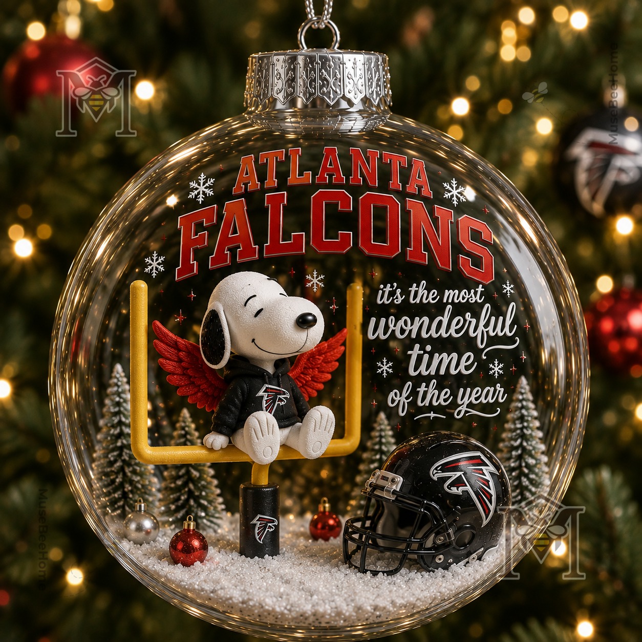 Atlanta Falcons Snoopy Christmas Snow Globe Ornament 2026 - photo 2