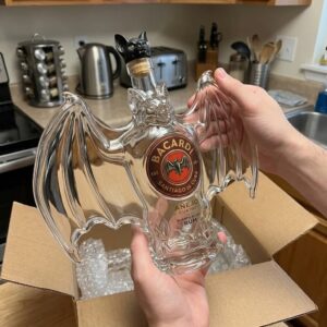 BACARDÍ 3D Sculpted Bat Whiskey Decanter Collector Edition - close-up of bottom half