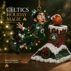 Boston Celtics Holiday Magic Lucky's Chimney Dunk Christmas Ornament 2026 - full view