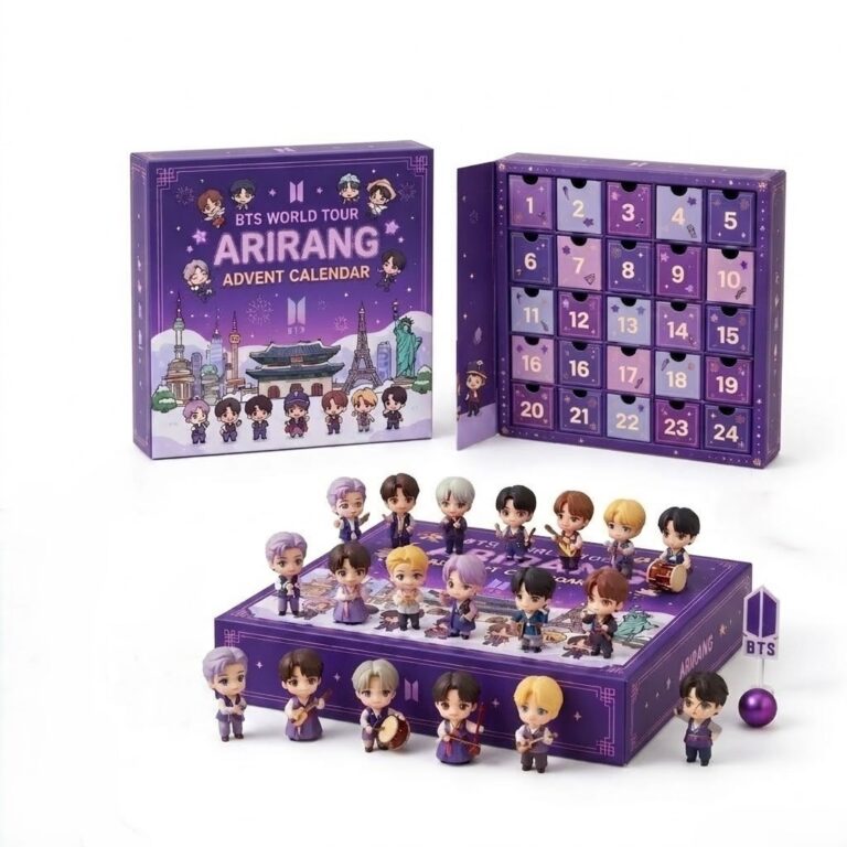 BTS World Tour Arirang Advent Calendar 2026 K-Pop Holiday Countdown Figurine Set - closed box front view