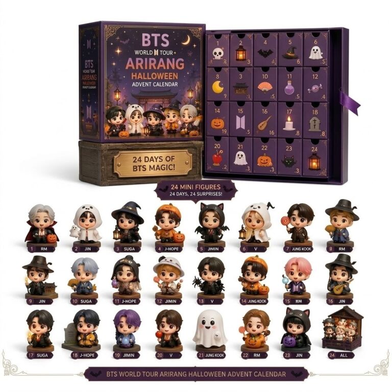BTS World Tour Arirang Halloween Advent Calendar 2026 24 Day Mystery Box - close-up of open box