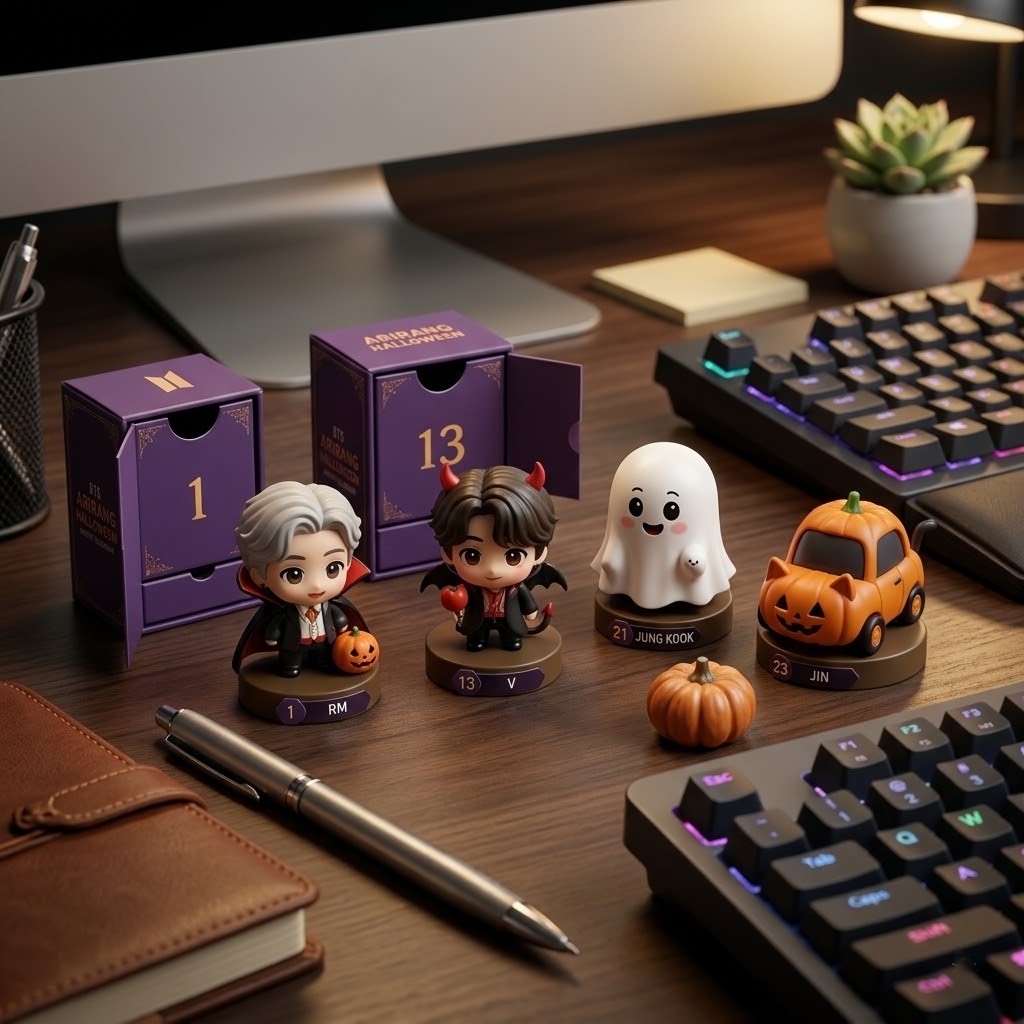 BTS World Tour Arirang Halloween Advent Calendar 2026 24 Day Mystery Box - open box showing numbered
