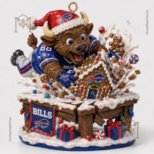 Buffalo Bills Bills Mafia Christmas Holiday Ornament - close-up of mascot and "Built for Bills Mafia" text