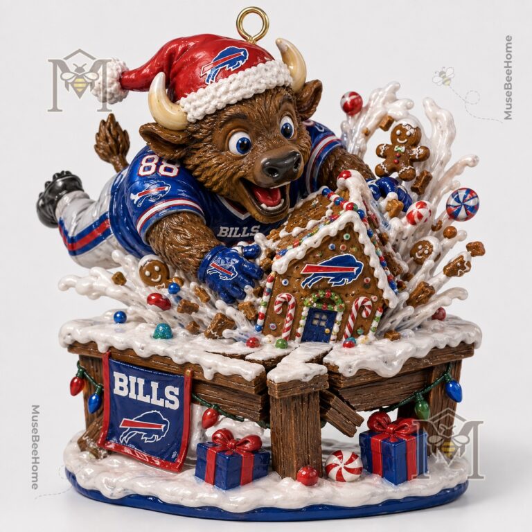 Buffalo Bills Bills Mafia Christmas Holiday Ornament - close-up of mascot and "Built for Bills Mafia" text