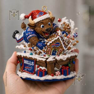 Buffalo Bills Bills Mafia Christmas Holiday Ornament - close-up of base with "Bills" banner and text