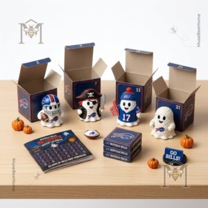 Buffalo Bills NFL Halloween Advent Calendar - top right section with calendar and shelving
