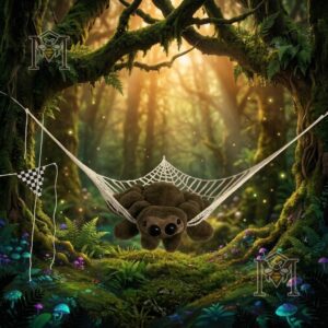 Build A Bear Harry Potter Halloween Spider Plush Toy - plush spider resting in a web hammock in a vibrant