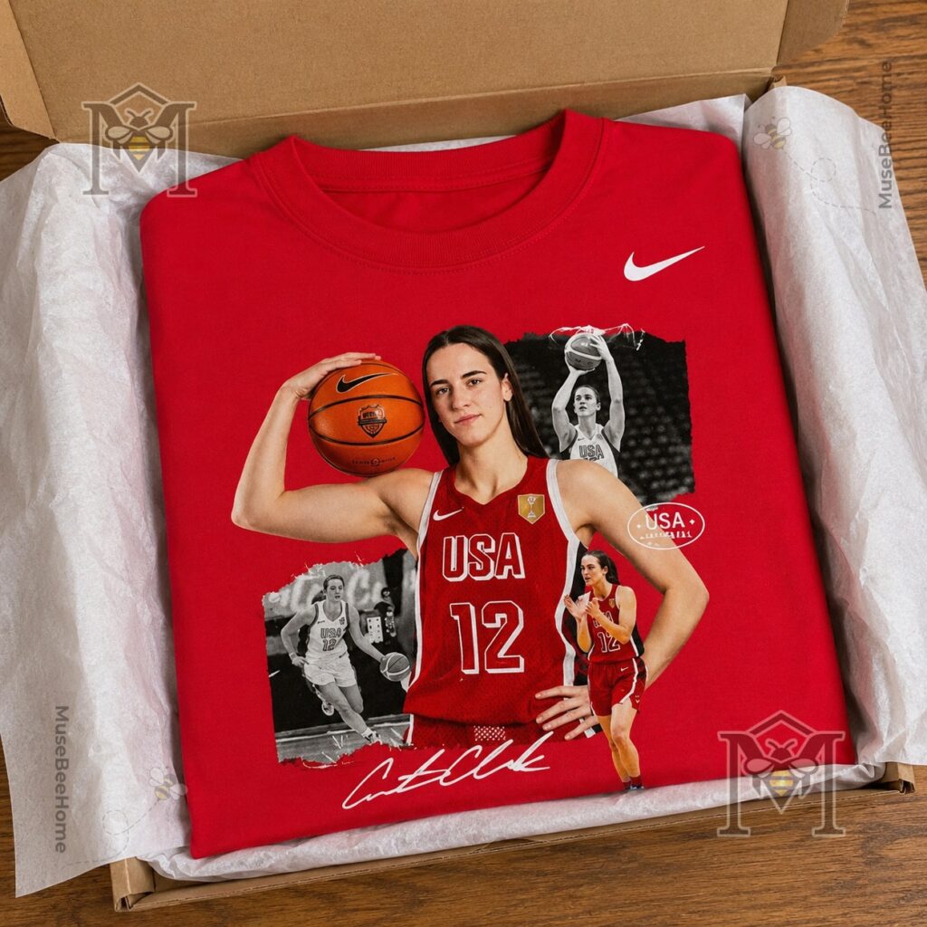 Caitlin Clark USA Basketball Player #12 Tribute Red T-Shirt - full back view