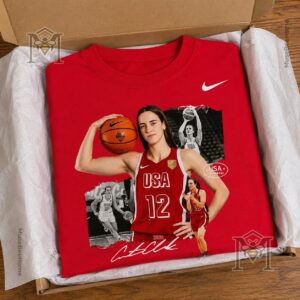Caitlin Clark USA Basketball Player #12 Tribute Red T-Shirt - full back view