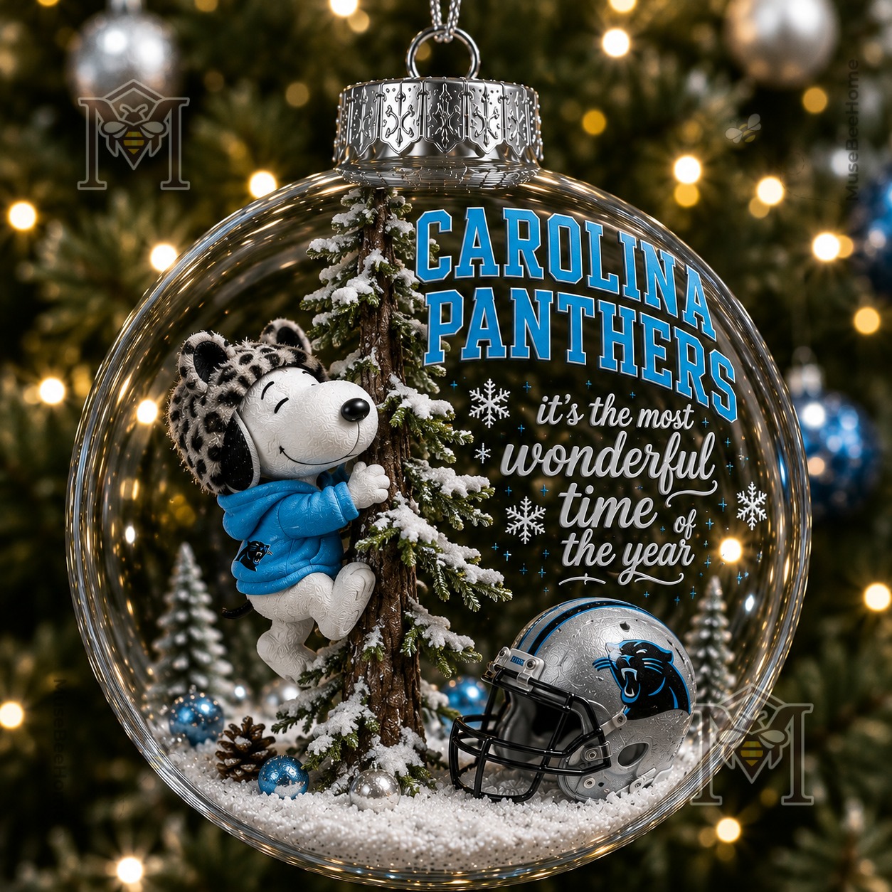 Carolina Panthers Snoopy Christmas Snow Globe Ornament 2026 - photo 2