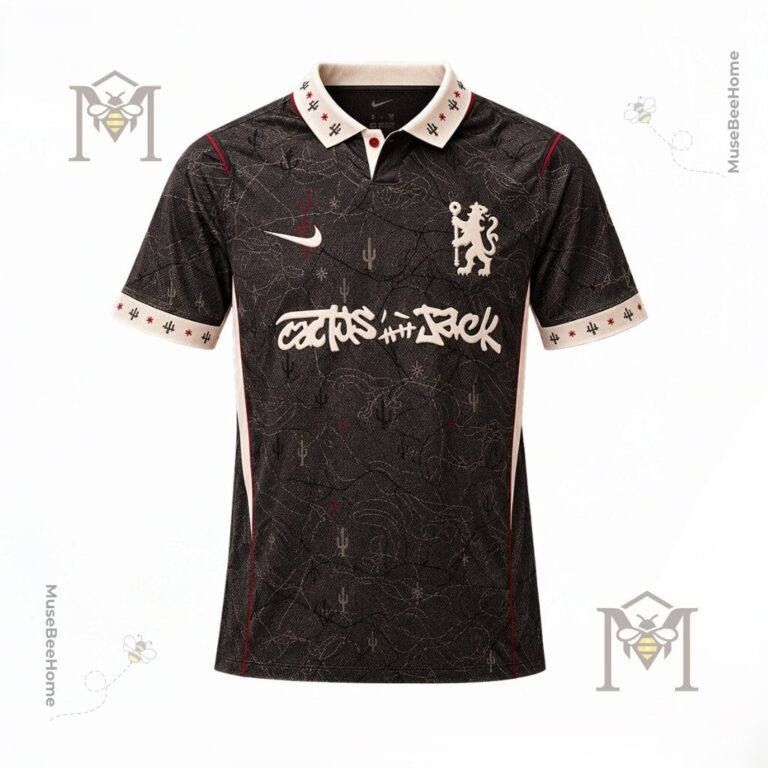 Chelsea Football Club Cactus Jack Collaboration Custom Jersey - close-up front collar and crest