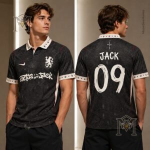 Chelsea Football Club Cactus Jack Collaboration Custom Jersey - close-up front hem with Cactus Jack logo