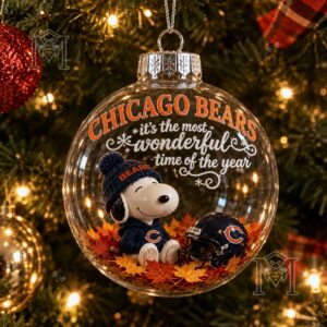 Chicago Bears Snoopy Christmas Snow Globe Ornament 2026 - photo 3