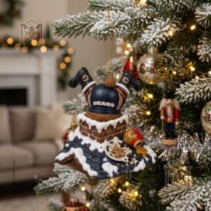 Chicago Bears Staley Da Bear Christmas 2026 Ornament - top-down view showing boots and chimney