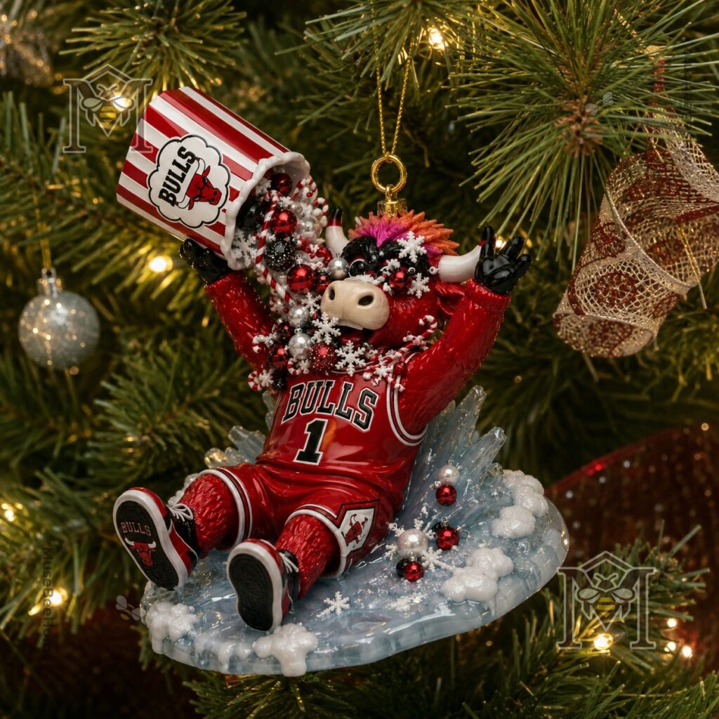 Chicago Bulls Christmas 2026 Benny Popcorn Blizzard Christmas Ornament 2026 - upper right detail