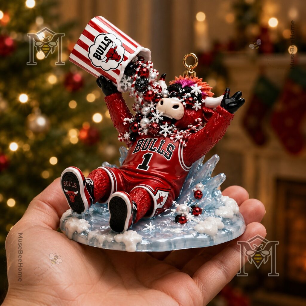 Chicago Bulls Christmas 2026 Benny Popcorn Blizzard Christmas Ornament 2026 - lower left detail
