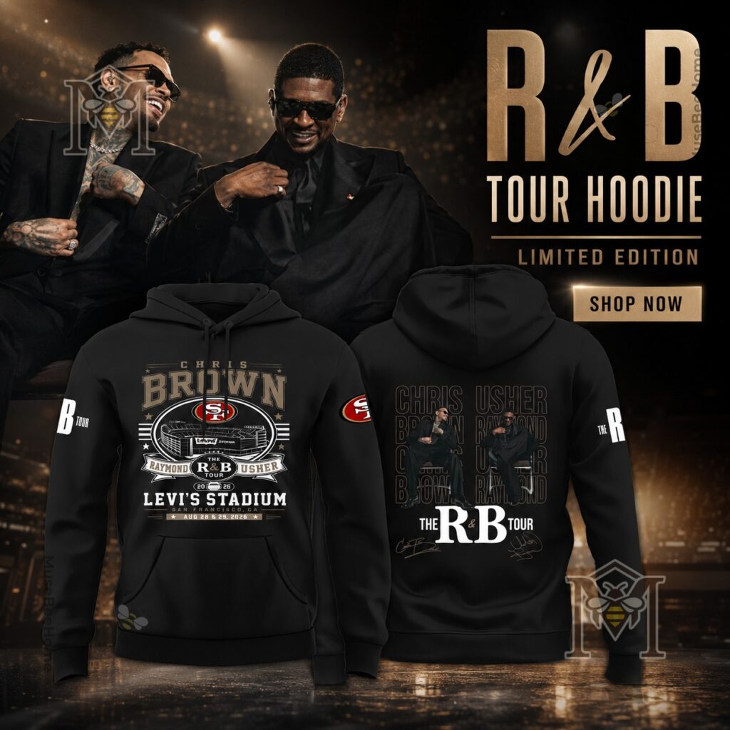 Chris Brown & Usher R&B Tour 2026 Levi's Stadium Hoodie - front and back views