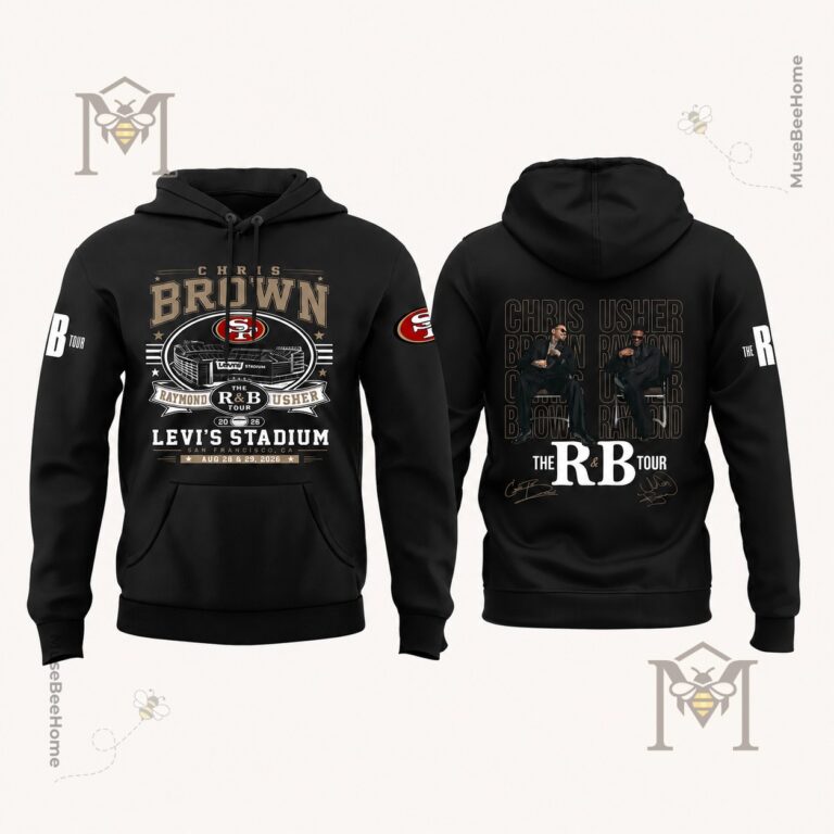 Chris Brown & Usher R&B Tour 2026 Levi's Stadium Hoodie - close view of front tour graphic