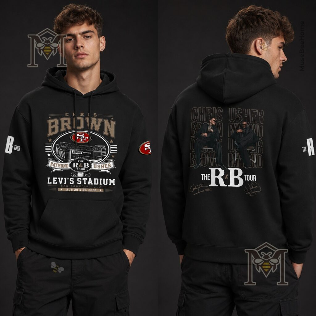 Chris Brown & Usher R&B Tour 2026 Levi's Stadium Hoodie - back design with performer imagery