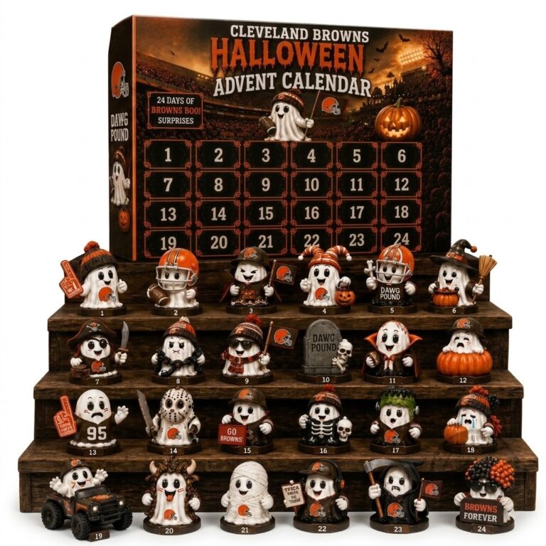 Cleveland Browns Halloween Advent Calendar 24 Days Of Brownie Boo Surprises - close-up on top left figurines