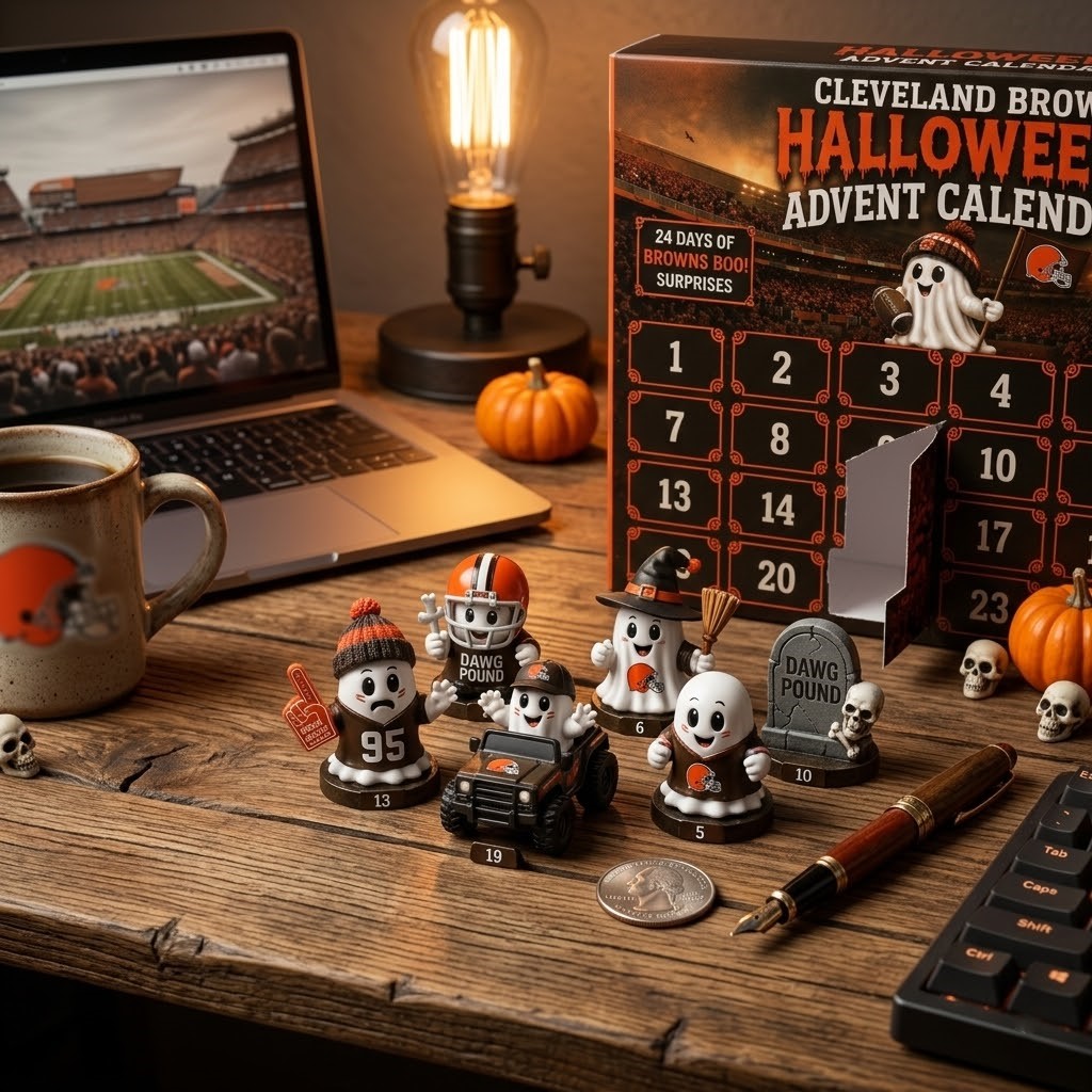 Cleveland Browns Halloween Advent Calendar 24 Days Of Brownie Boo Surprises - close-up on top right figurines