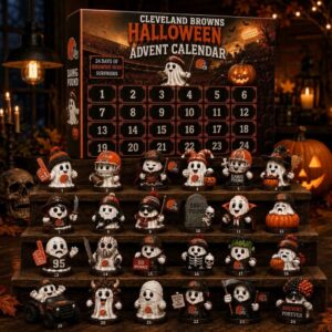 Cleveland Browns Halloween Advent Calendar 24 Days Of Brownie Boo Surprises - full display with all figurines