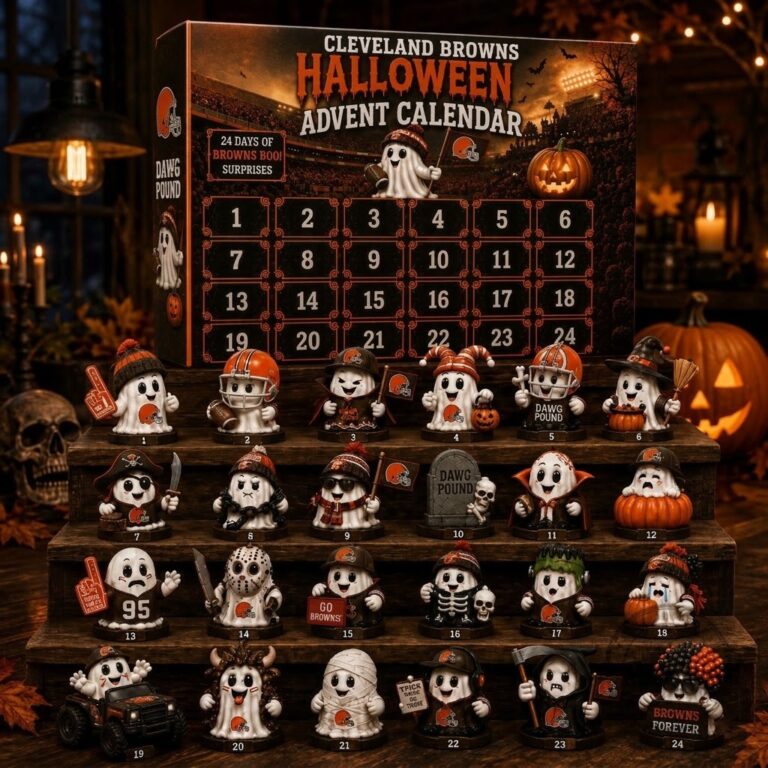 Cleveland Browns Halloween Advent Calendar 24 Days Of Brownie Boo Surprises - full display with all figurines