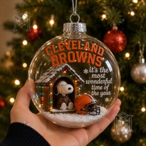 Cleveland Browns Snoopy Christmas Snow Globe Ornament 2026 - photo 3