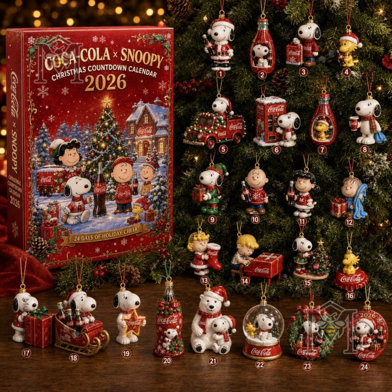 Coca-Cola Snoopy Christmas 2026 Advent Calendar - full product display with all items