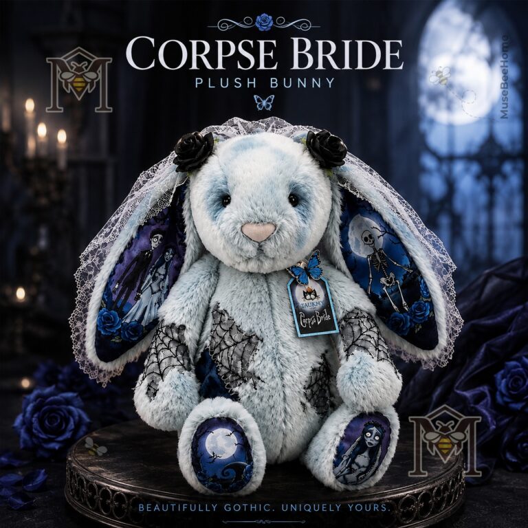 Corpse Bride Jellycat Bunny Plush Toy Halloween 2026 - light blue bunny with gothic bride details