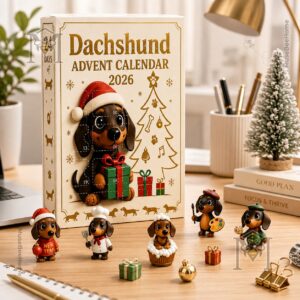Dachshund 2026 Christmas Fun Countdown Advent Calendar - top tier figurines and festive decor