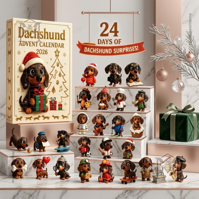 Dachshund 2026 Christmas Fun Countdown Advent Calendar - complete set display