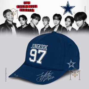 Dallas Cowboys BTS World Tour Arirang 2026 Jersey - top left close-up with BTS members
