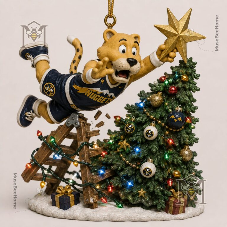 Denver Nuggets Christmas Ornament 2026 - close-up of Rocky and Holiday Spirit text