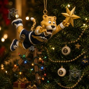 Denver Nuggets Christmas Ornament 2026 - Rocky placing the gold star on the tree
