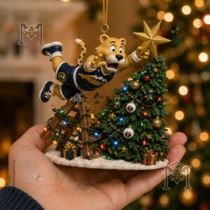 Denver Nuggets Christmas Ornament 2026 - detailed view of Rocky's ladder and gifts