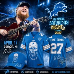 Detroit Lions Luke Combs My Kinda Saturday Night Tour 2027 Jersey - full product display